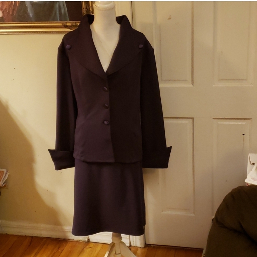 Midnight Velvet Elegant Plum Skirt Suit Set Size 18W